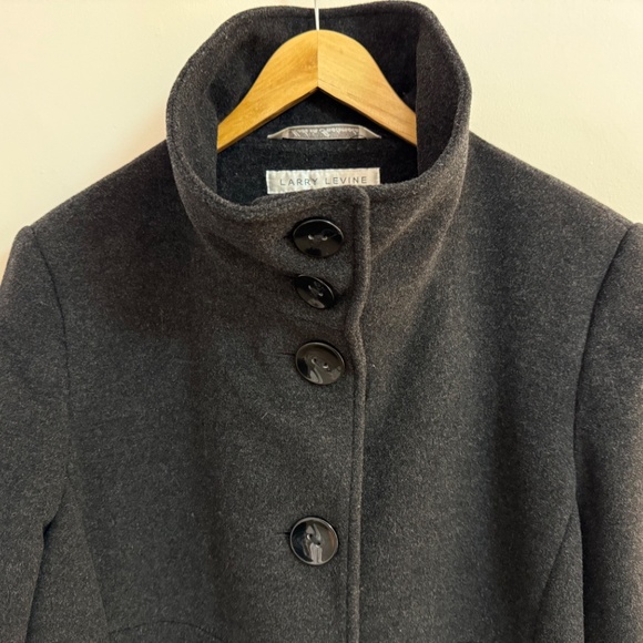 Larry Levine Dark Charcoal,Wool & Cashmere Blend Coat - Size 12 - Picture 5 of 11
